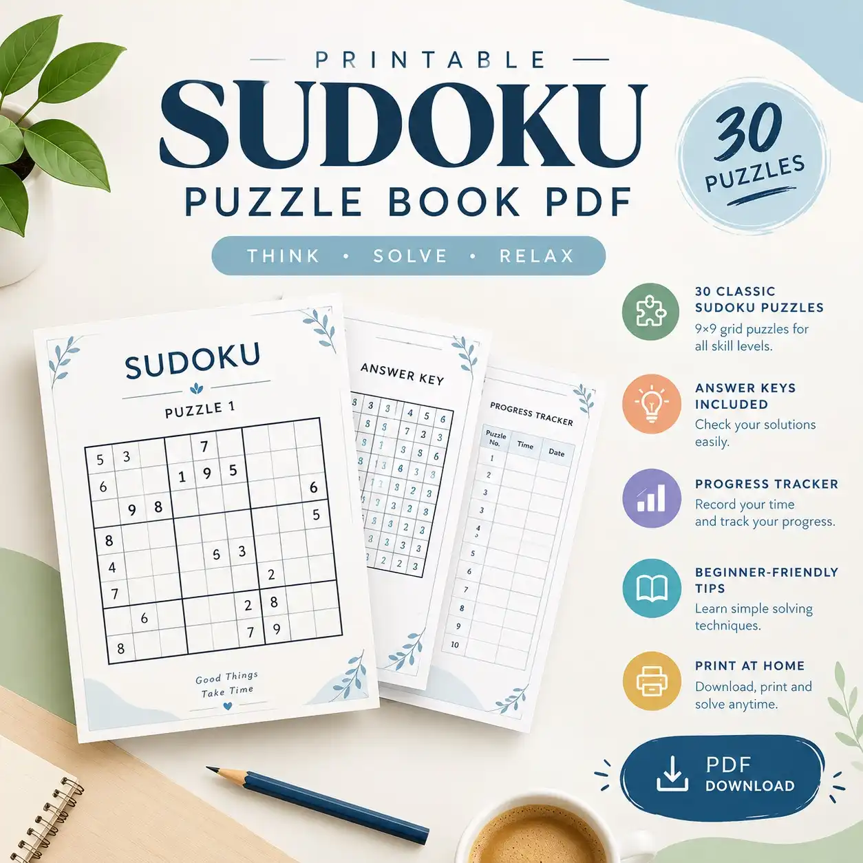 Sudoku Puzzle Book for Beginners: 30 Easy 9×9 Puzzles with Simple Solving Strategies, Answer Key & Progress Tracker 4 Sudoku Puzzle Book for Beginners: 30 Easy 9×9 Puzzles with Simple Solving Strategies, Answer Key & Progress Tracker - Image 4