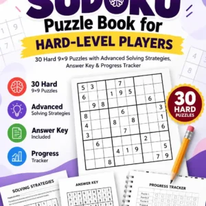 Sudoku Puzzle Book for Hard-Level Players: 30 Hard 9×9 Puzzles with Advanced Solving Strategies, Answer Key & Progress Tracker