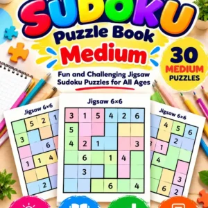 Medium Jigsaw Sudoku Puzzle Book with 30 Medium Puzzles and Answers