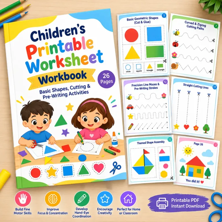 Children’s Printable Worksheet Workbook