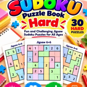 Hard Jigsaw Sudoku Puzzle Book with 30 Hard Puzzles and Answers