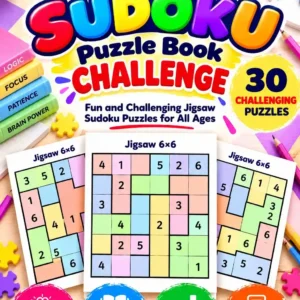 Challenge Jigsaw Sudoku Puzzle Book with 30 Challenging Puzzles and Answers