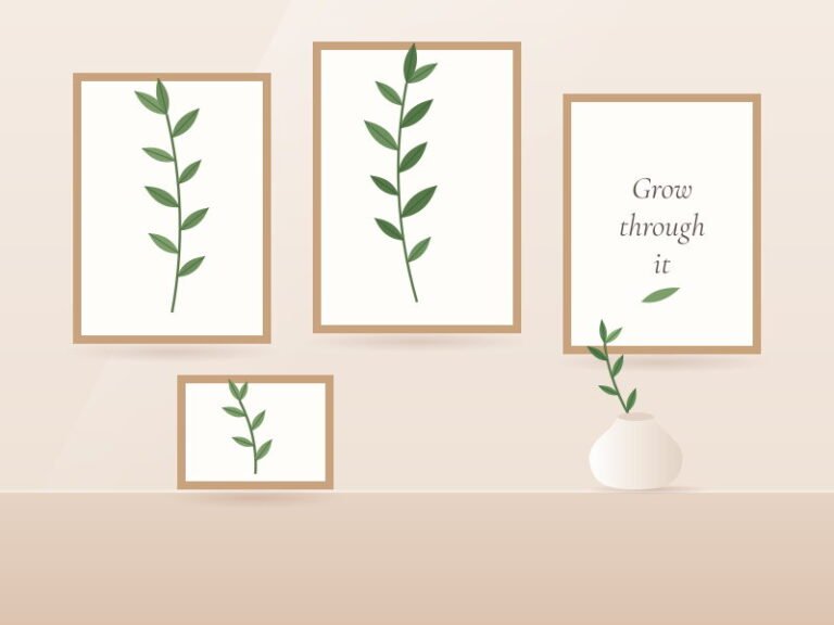 Set of framed minimal botanical printable wall art