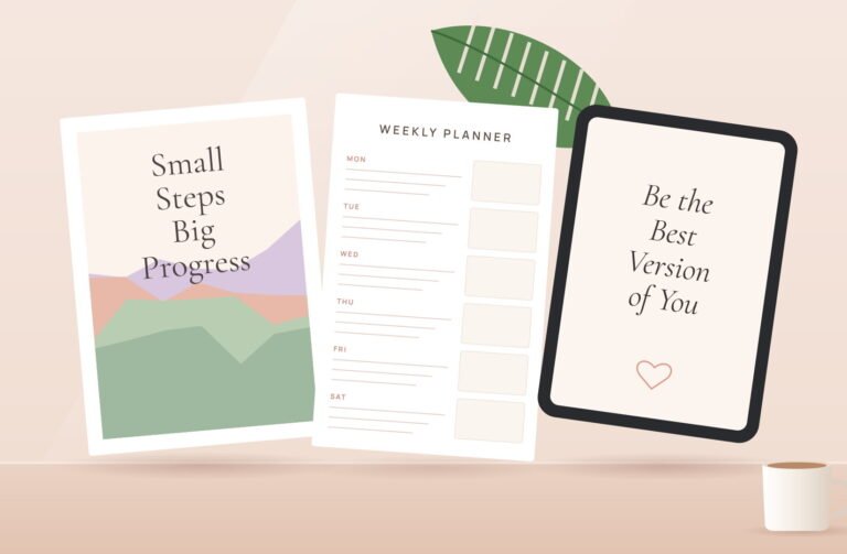 CraftLoom digital products: a tablet, weekly planner and an inspirational printable
